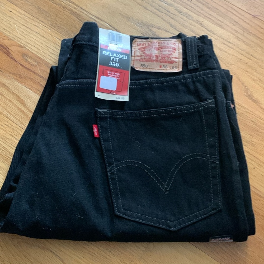 Levi’s 550 black jeans, relaxed fit 36x34, 100% cotton